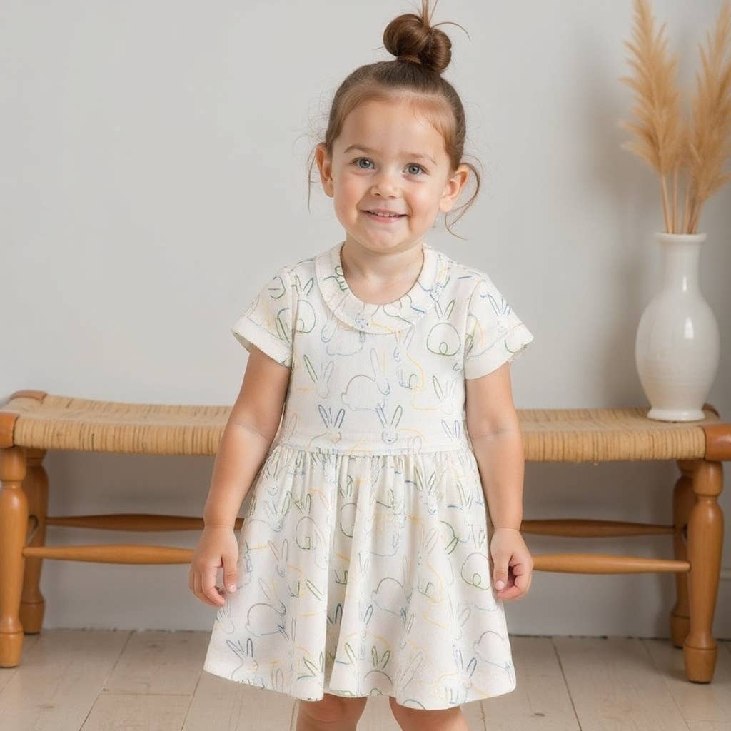 finn + emma Bunny Delight Organic Cotton Twirl Dress
