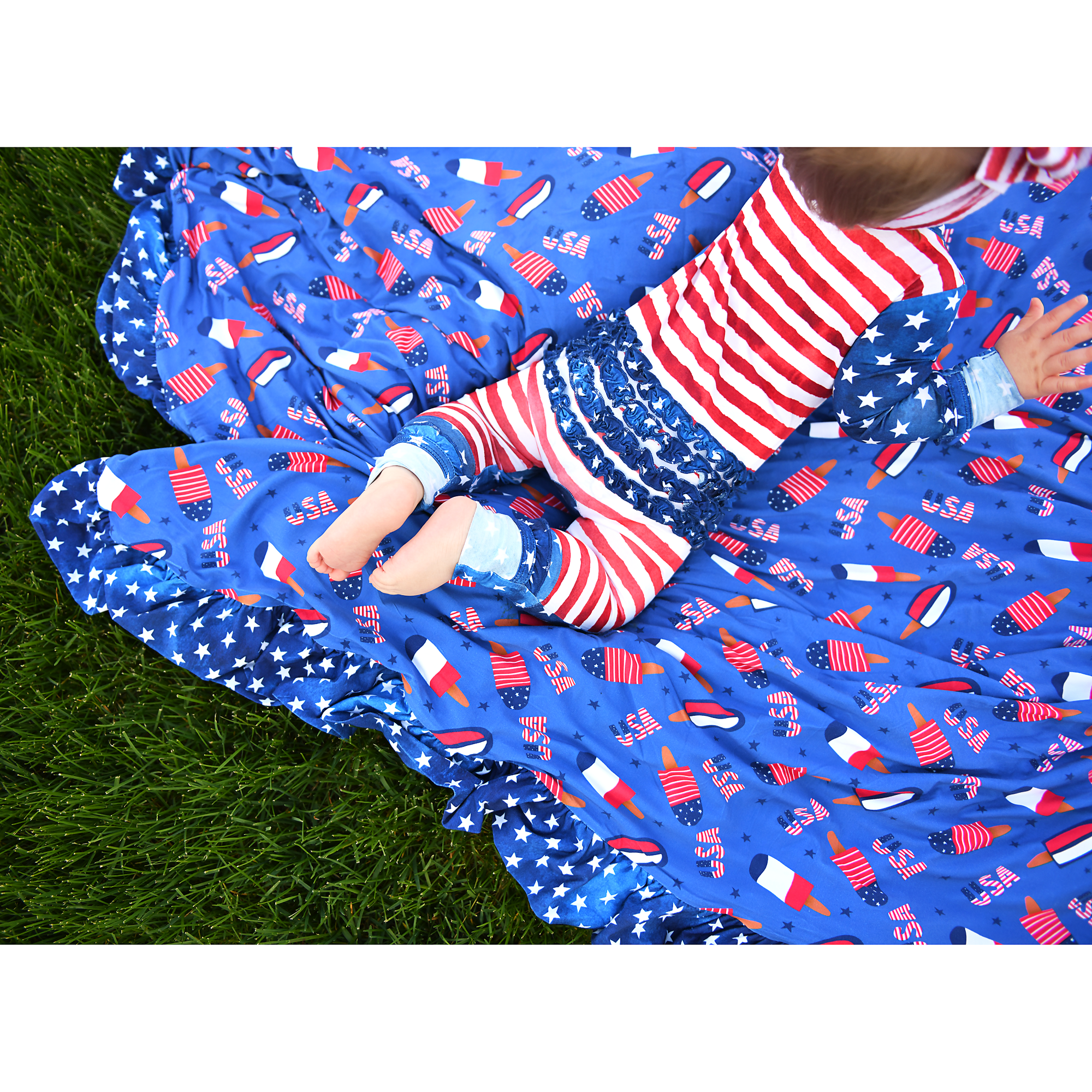 Tie Dye Stars &amp; Stripes Ruffle ZIP