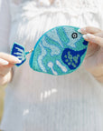 Beaded Blue Fish Coin Purse