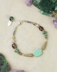 Turquoise, Czech Glass and Pearl Bracelet