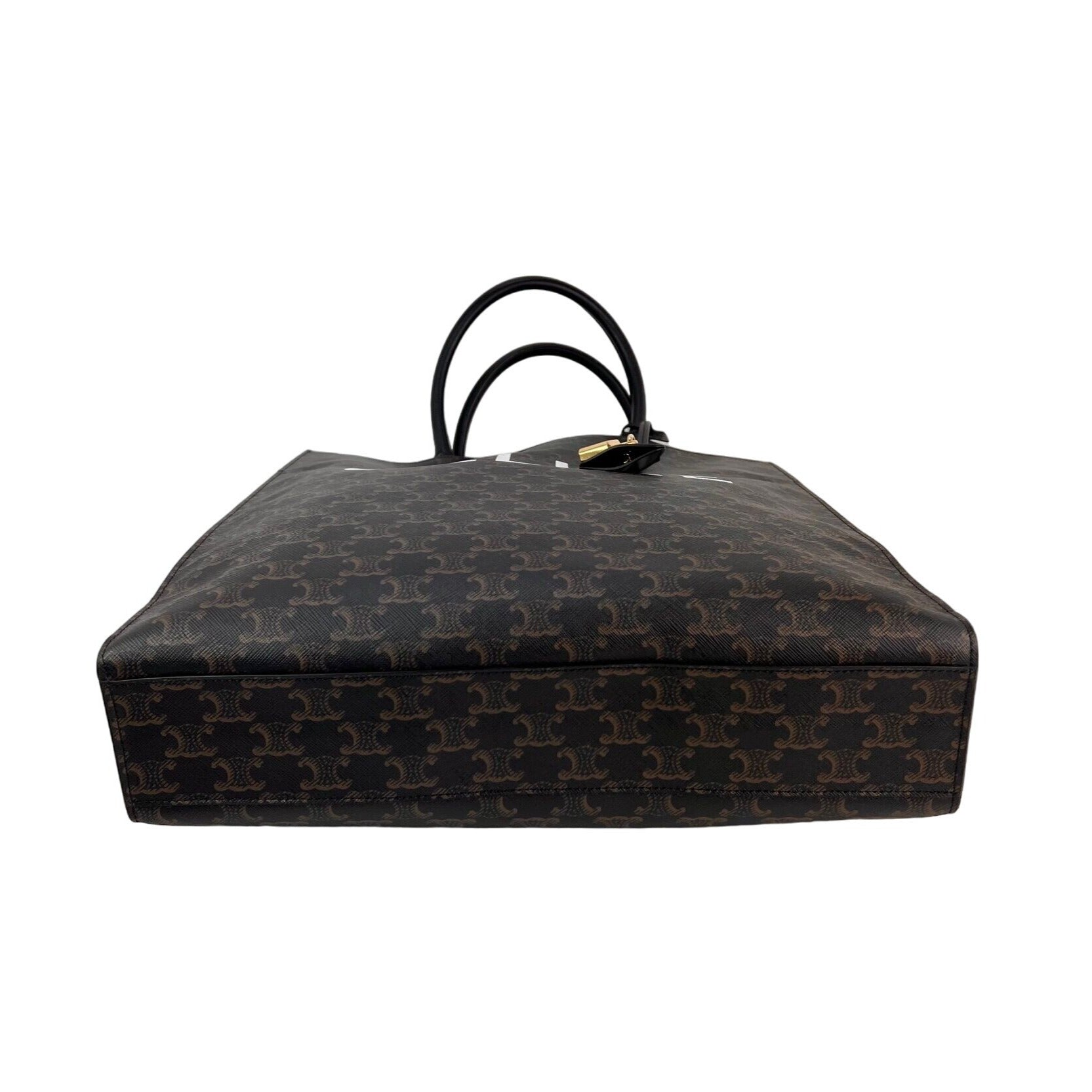 Celine Triomphe Vertical Cabas Black Monogram Canvas Tote