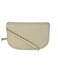 Bottega Veneta Intreciato White Leather Shoulder Clutch Bag