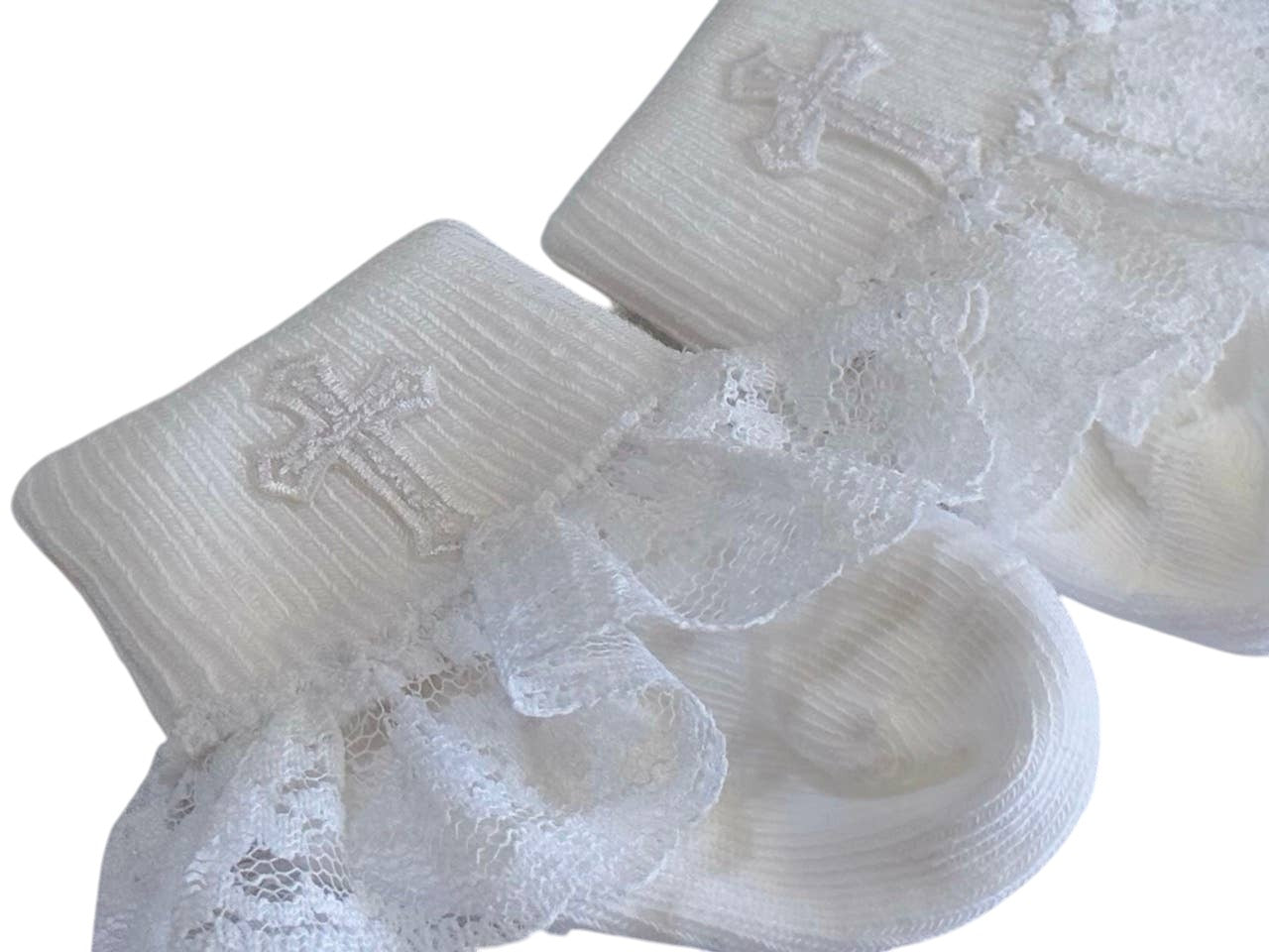 Baby GIrl Baptism Socks With Crosses