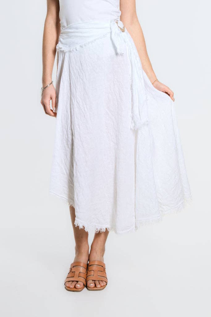 Tina Stephens Maureen Diagonal High Low Linen Skirt SS104