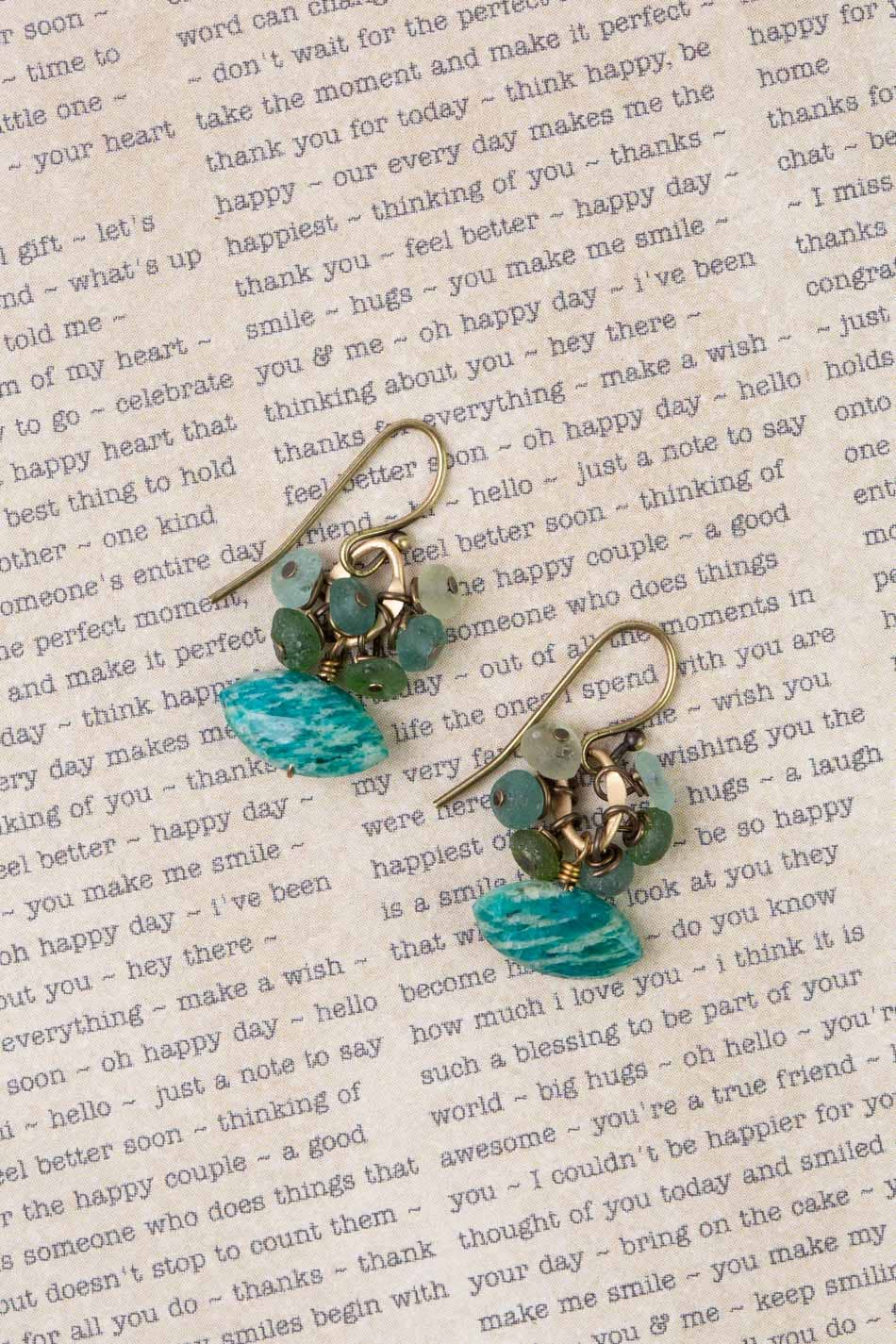 Jasper and Roman Glass Cluster Earrings