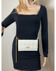 Christian Dior Caro Cannage White Leather Belt Bag Clutch