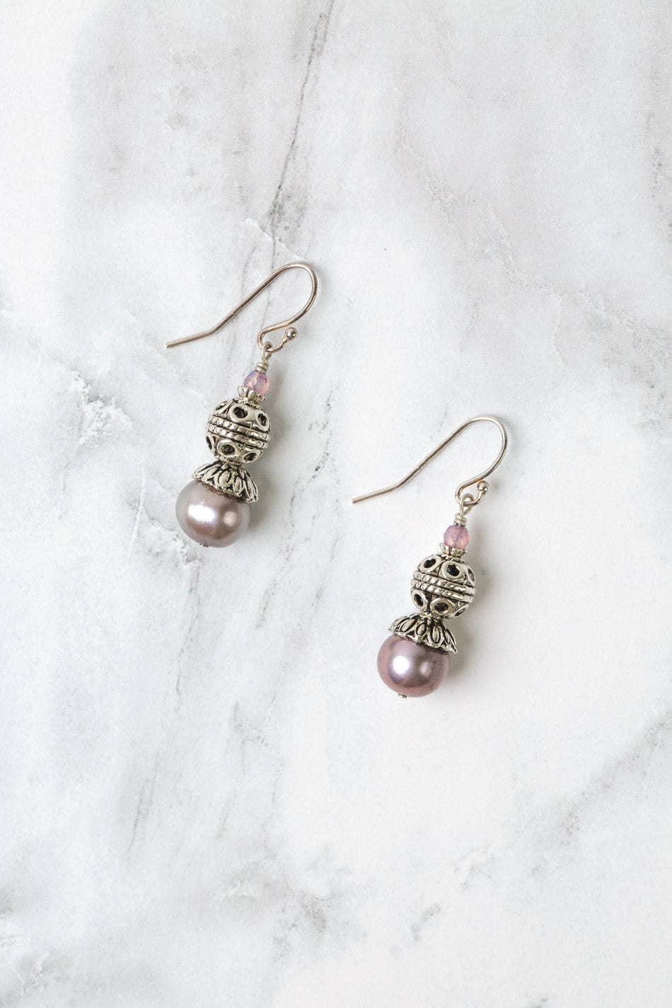 Pearl and Czech Glass Earrings