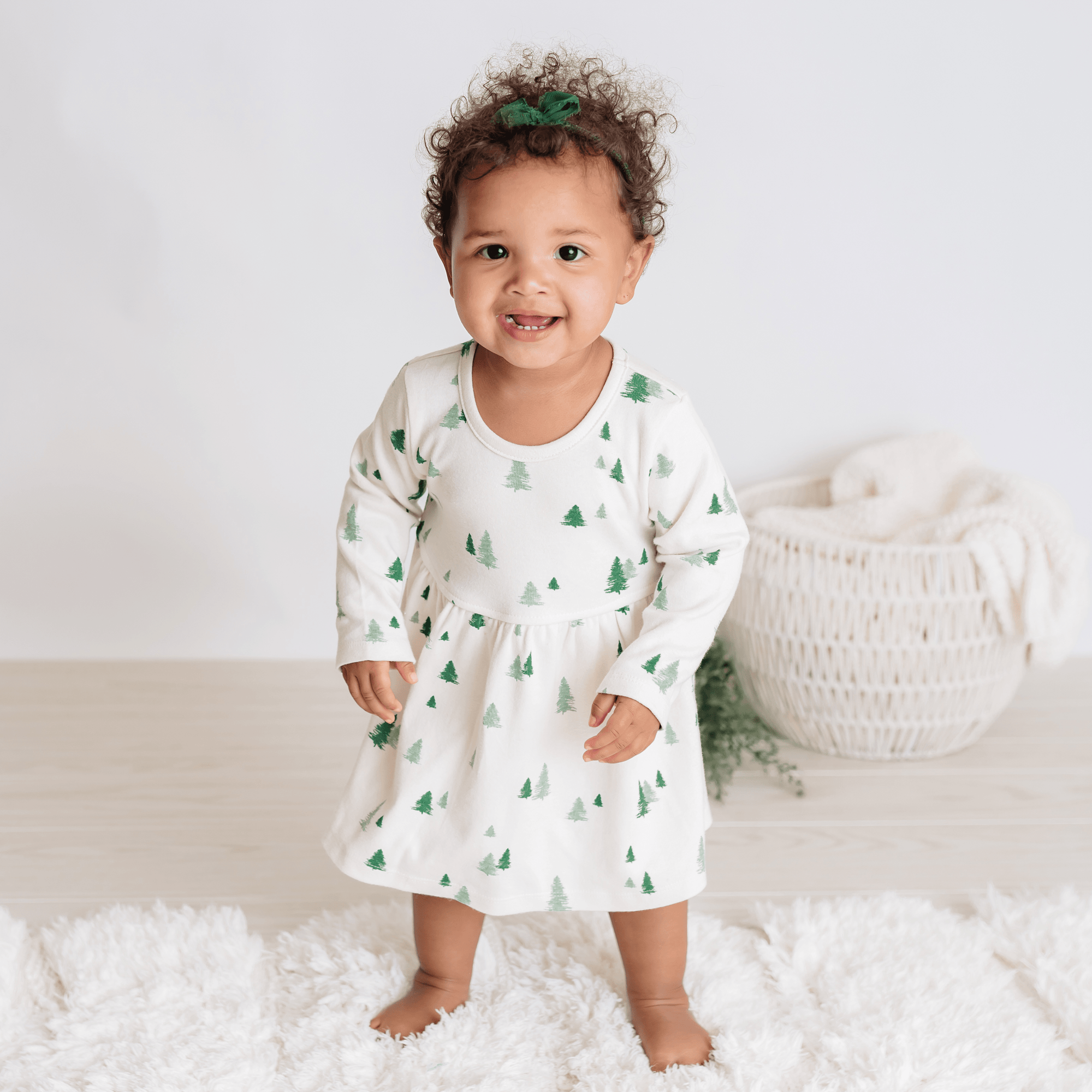 finn + emma Organic Cotton Winter Trees Twirl Dress