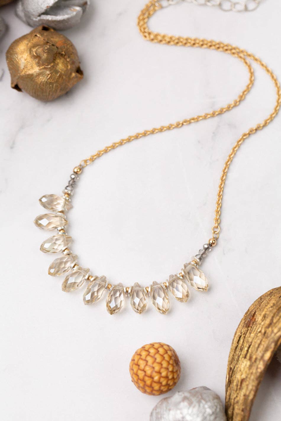 Crystal Droplet Briolette Statement Necklace