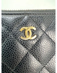 Chanel Caviar Quilted Large Gusset  Zip Around Black Wallet
