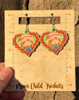 Strawberry Shortcake Hand Painted Wood Dangle Earrings