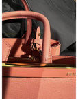Fendi Vitello Elite Flamingo Petite 2Jours Pink Tote Shoulder Crossbody Bag