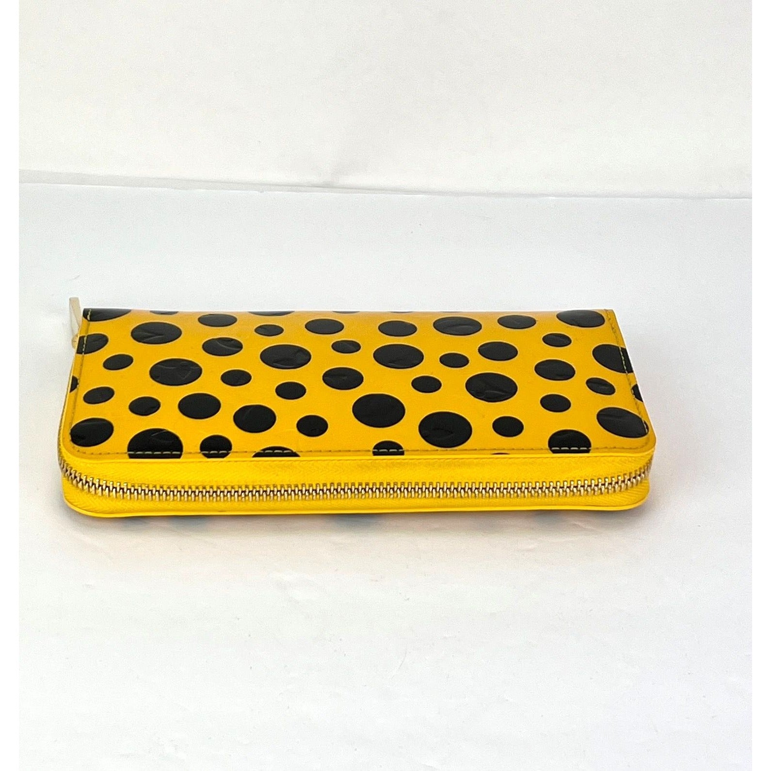 Louis Vuitton Yellow Vernis Patent Leather Kusama Infinity Dots Zippy Wallet