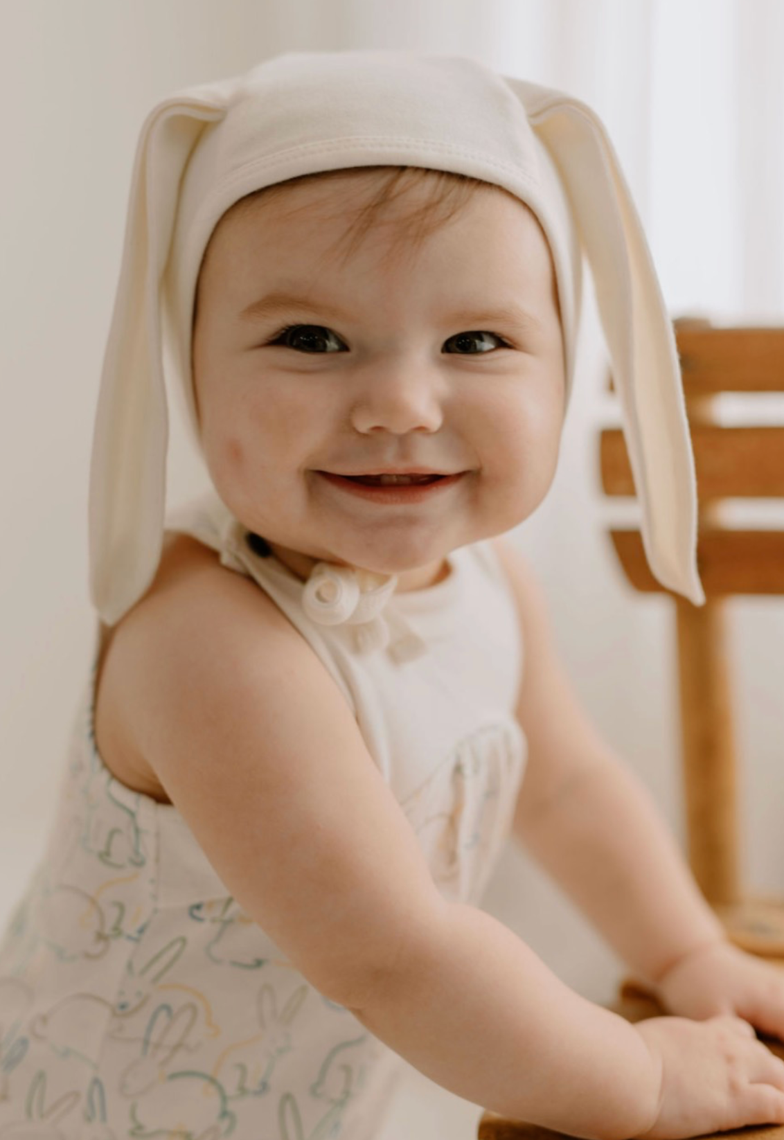 finn + emma Organic Cotton Baby Bunny Ears Bonnet