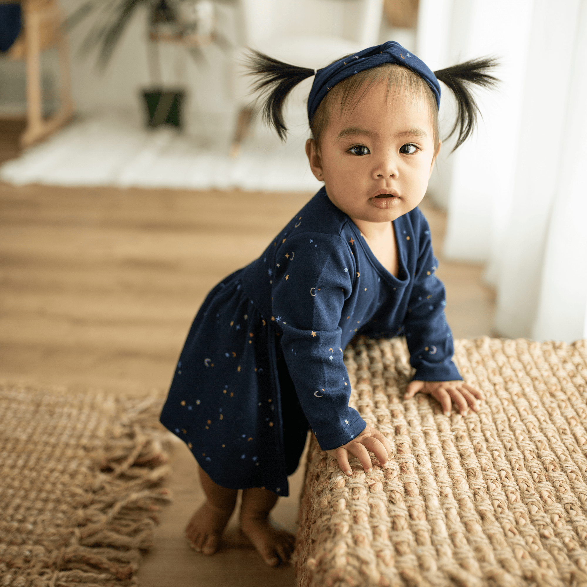 finn + emma Organic Cotton Starry Night Twirl Dress