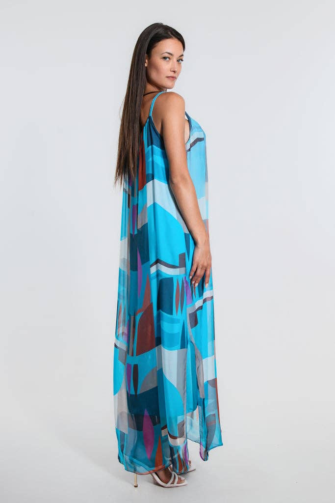 Marla Funky Geo Silk Maxi Dress