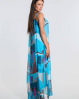 Marla Funky Geo Silk Maxi Dress