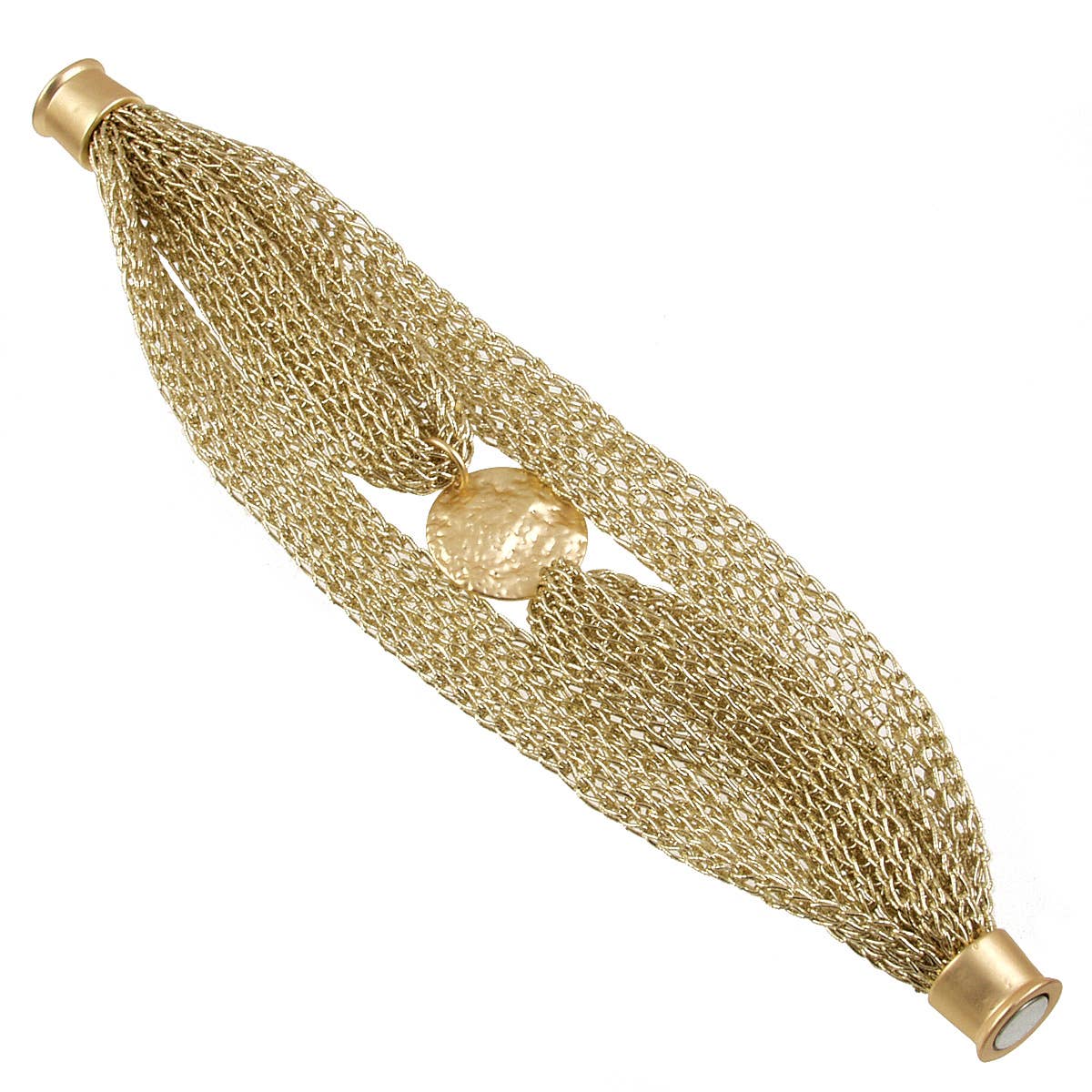 Hammered Coin component with woven thread chain Bracelet