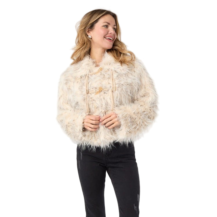 Gianna Hairy Faux Fur Jacket - Natural XS