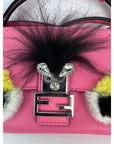 Fendi Monster Baguette Pink Leather Micro Crossbody Bag