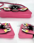 Fendi Monster Baguette Pink Leather Micro Crossbody Bag
