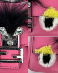 Fendi Monster Baguette Pink Leather Micro Crossbody Bag