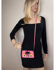 Fendi Monster Baguette Pink Leather Micro Crossbody Bag