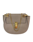 Chloe Small Drew Gray Grained Lambskin Leather Shoulder Cross-body Bag