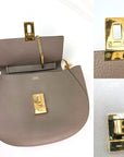 Chloe Small Drew Gray Grained Lambskin Leather Shoulder Cross-body Bag