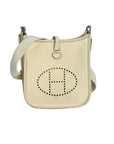 HERMÈS Taurillon Clemence Evelyne TPM Nata White Crossbody Bag