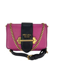 Prada City Calf Cahier Pink Black Leather Crossbody Belt Bag