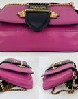 Prada City Calf Cahier Pink Black Leather Crossbody Belt Bag