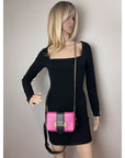 Prada City Calf Cahier Pink Black Leather Crossbody Belt Bag