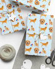 Golden Retriever Gingham Wrapping Paper