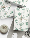 Green Snowflakes Christmas Wrapping Paper