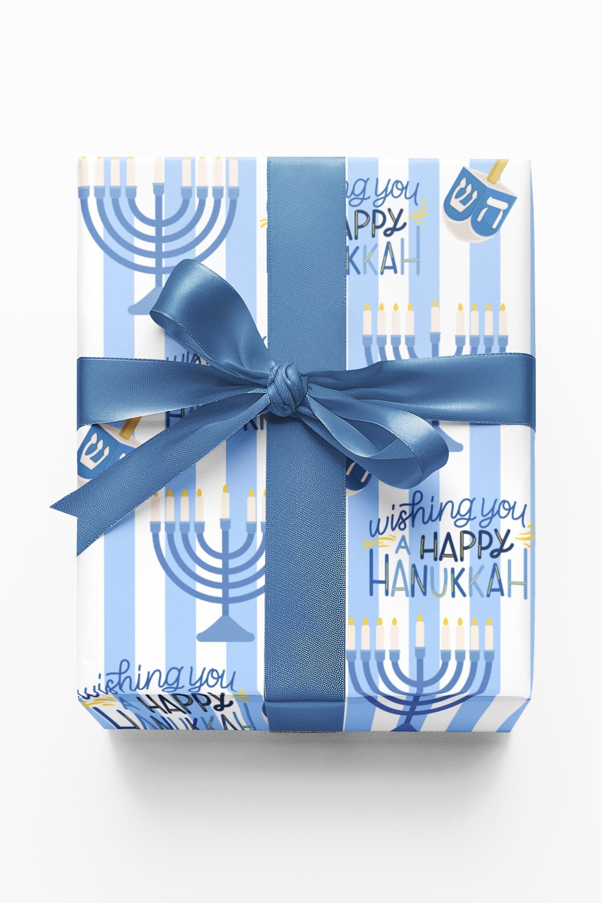 Hanukkah Wrapping Paper with Dreidel &amp; Menorah