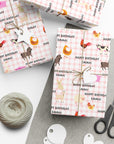 Farm Animal Gingham Personalized Birthday Wrapping Paper