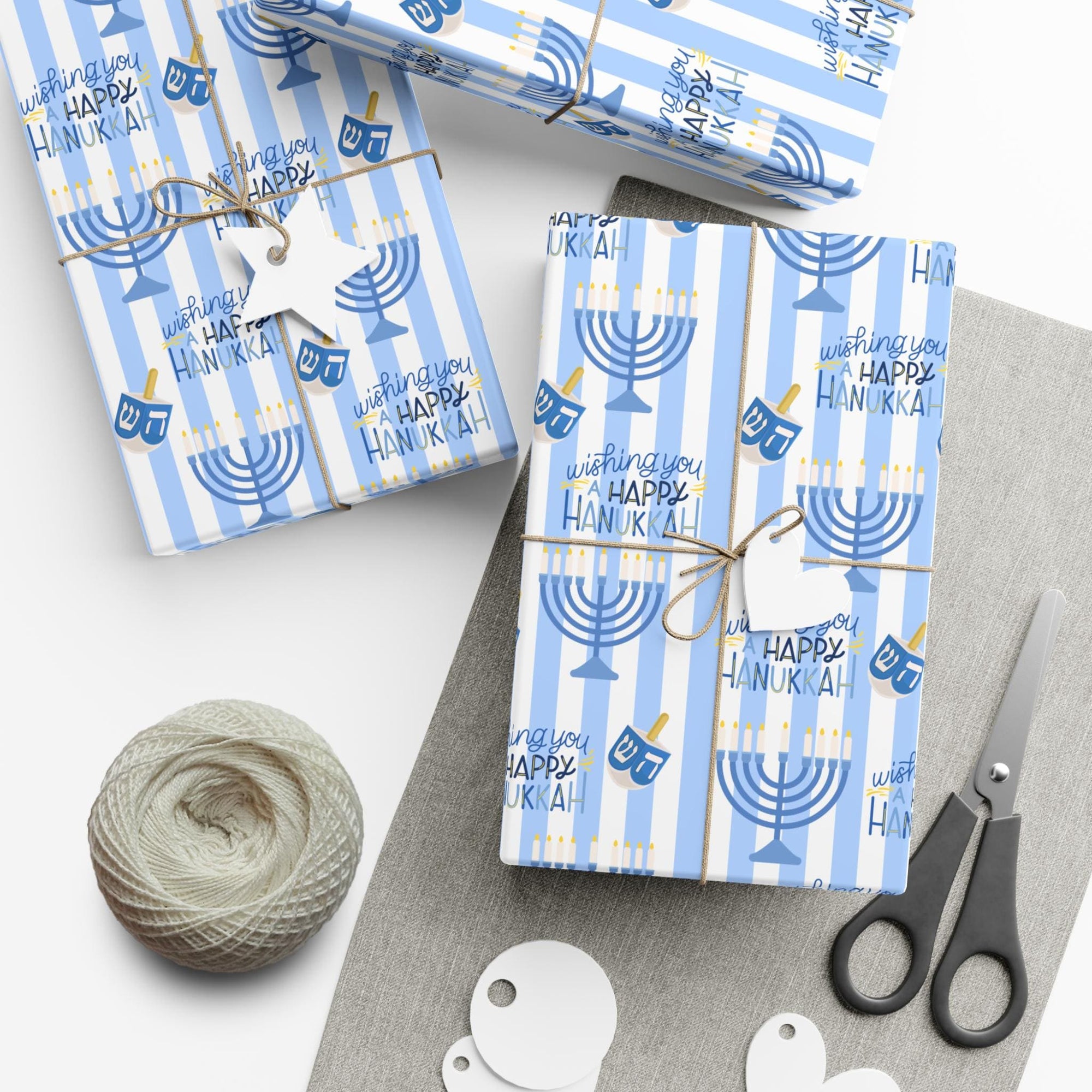 Hanukkah Wrapping Paper with Dreidel &amp; Menorah