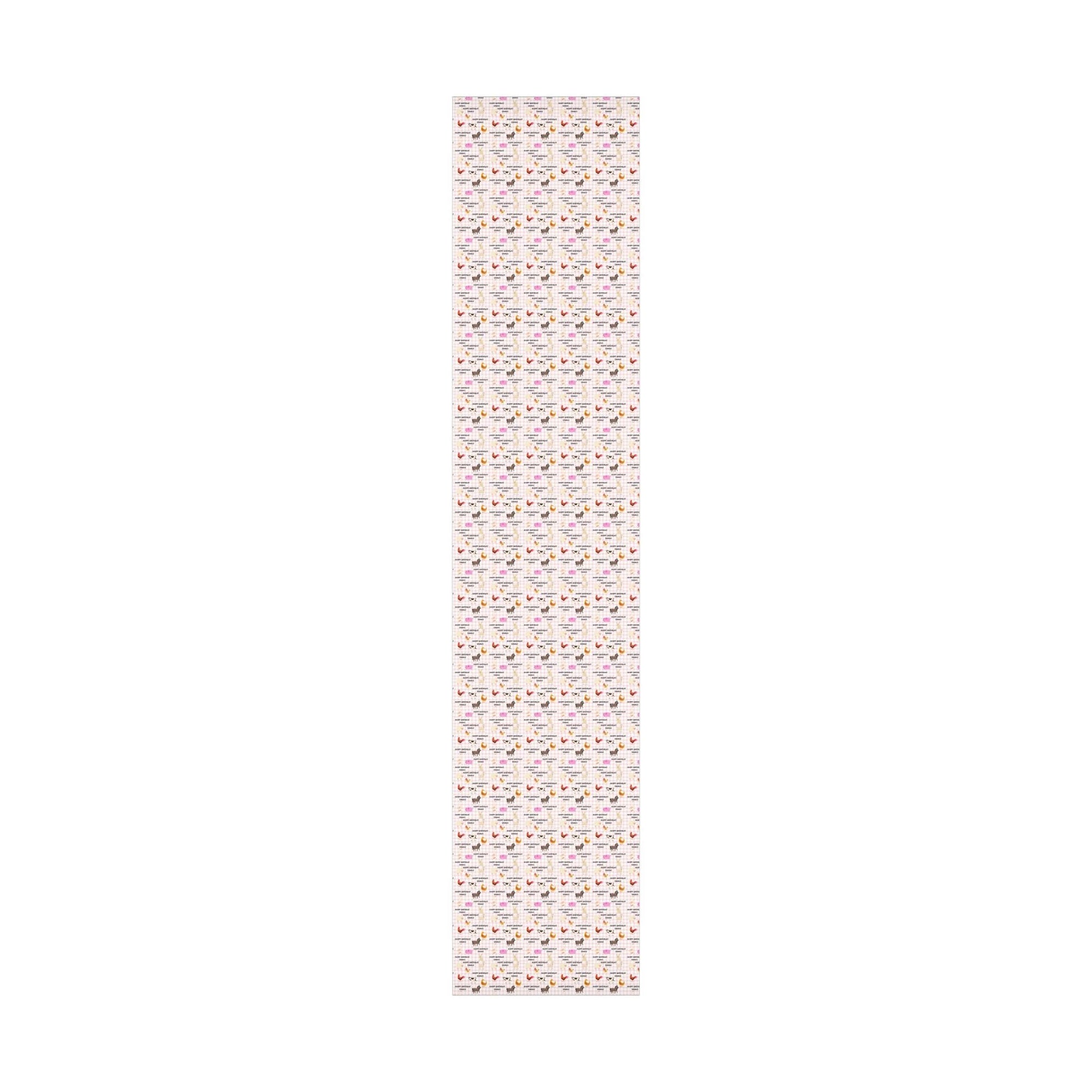 Farm Animal Gingham Personalized Birthday Wrapping Paper