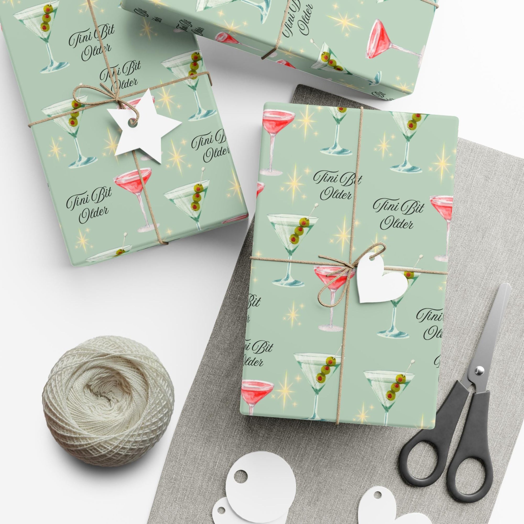 Martini Birthday Wrapping Paper – Tini Bit Older Theme