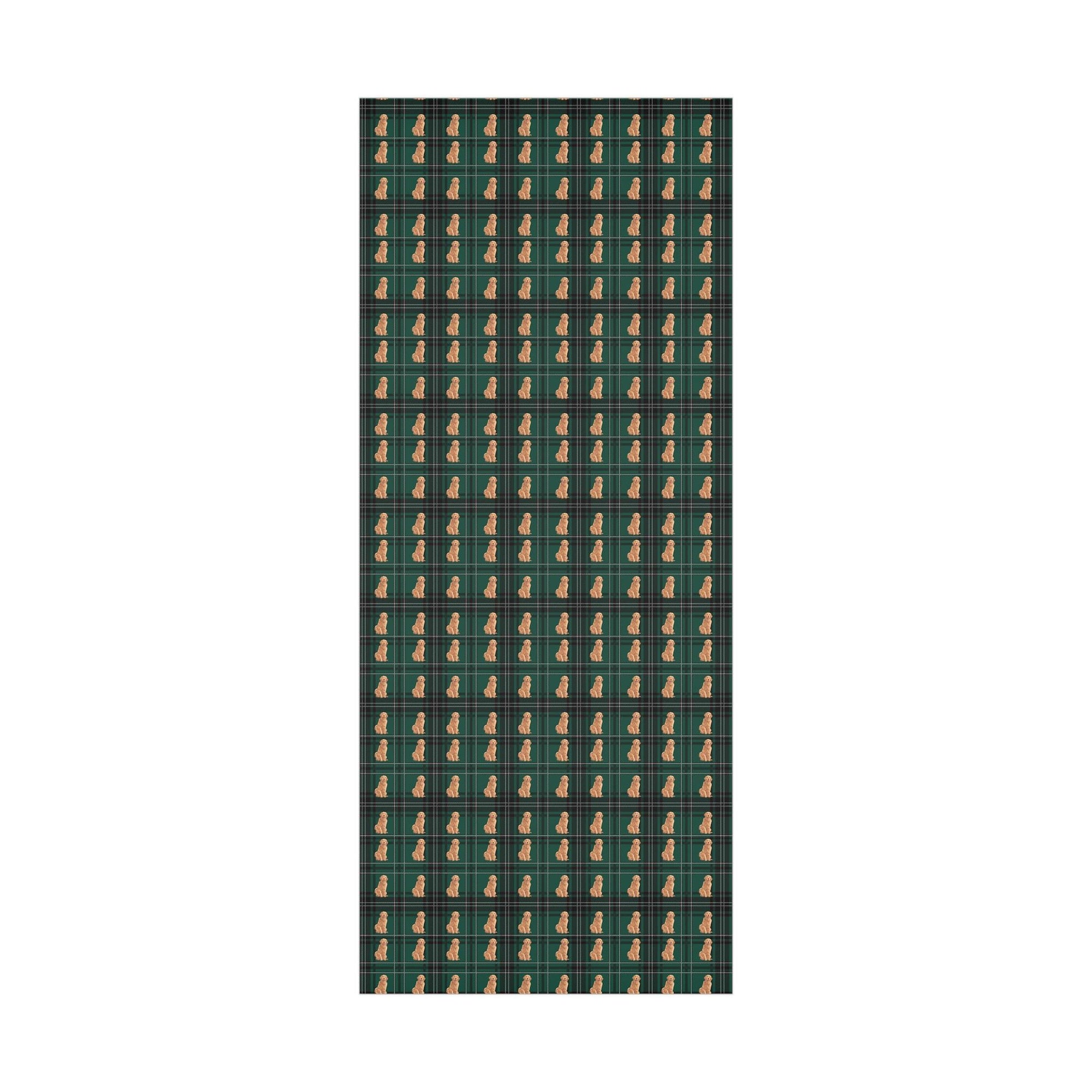 Golden Retriever Green Plaid Wrapping Paper