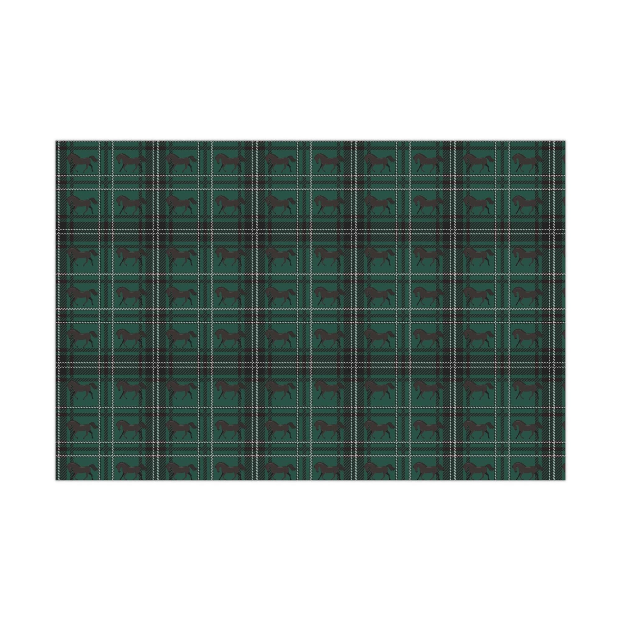 Green Plaid Horse Wrapping Paper