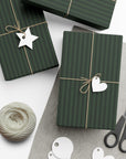 Dark Green Striped Holiday Wrapping Paper