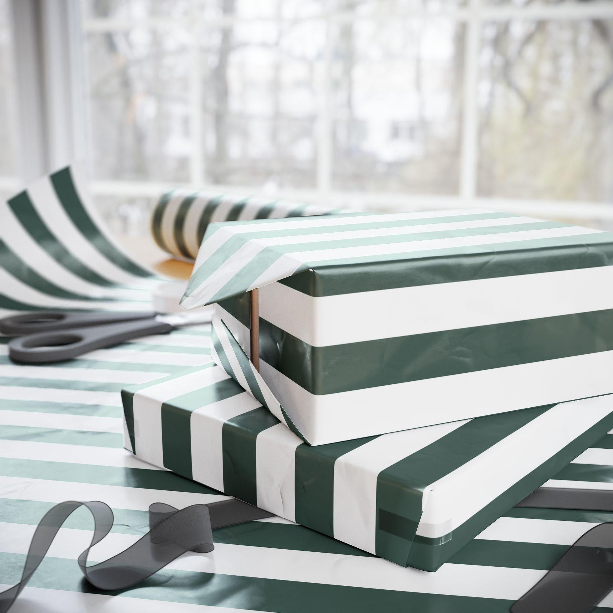 Green Striped Wrapping Paper