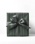 Dark Green Striped Holiday Wrapping Paper