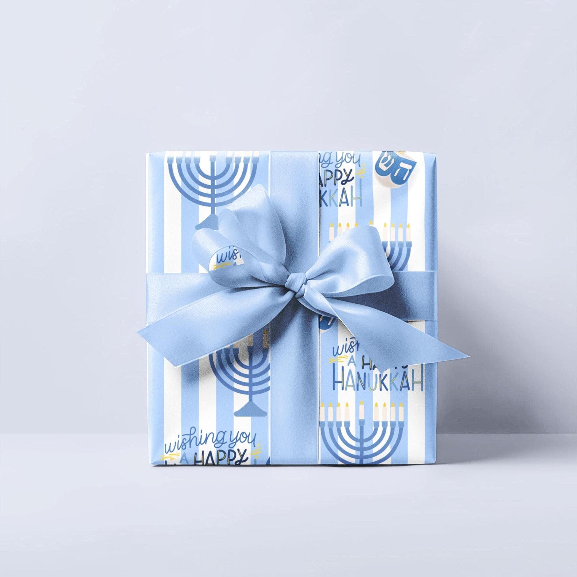 Hanukkah Wrapping Paper with Dreidel &amp; Menorah