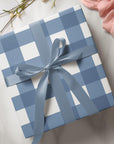 French Blue Gingham Wrapping Paper