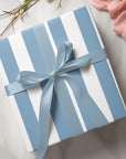 French Blue Striped Wrapping Paper