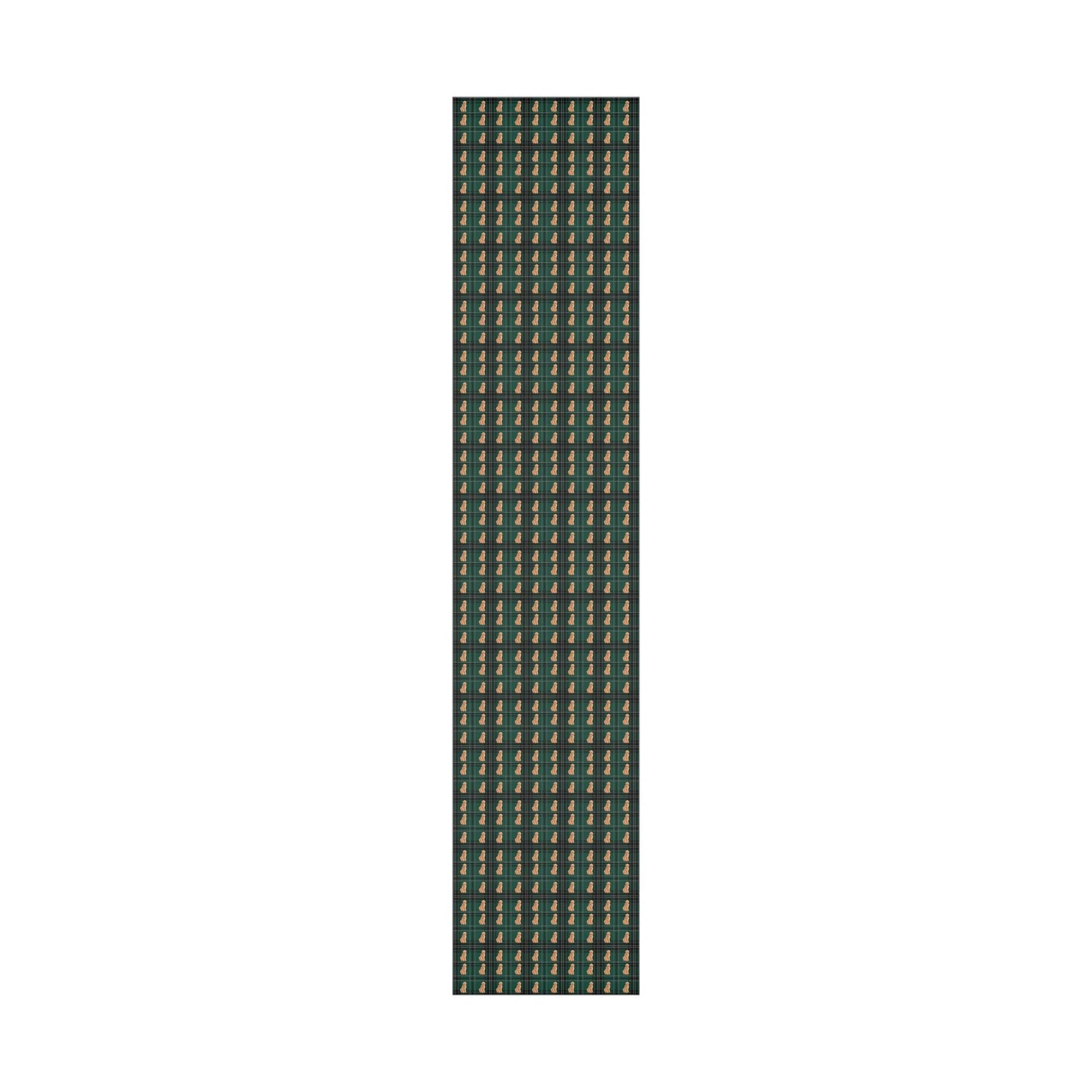 Golden Retriever Green Plaid Wrapping Paper