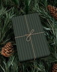 Dark Green Striped Holiday Wrapping Paper